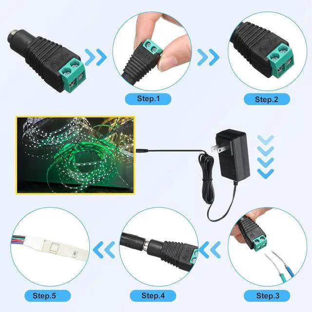 Alt view image 5 of 7 - 10 Pcs 12V Power Supply 12V DC 2A 24W LED Light Adapter Switching Led Power Supply AC120V to DC12V Transformer with 5.5/2.1 mm Female Barrel Connector for Strip Light