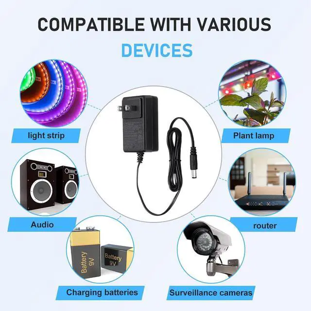 Alt view image 6 of 7 - 10 Pcs 12V Power Supply 12V DC 2A 24W LED Light Adapter Switching Led Power Supply AC120V to DC12V Transformer with 5.5/2.1 mm Female Barrel Connector for Strip Light