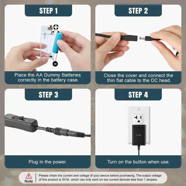 Alt view image 4 of 7 - 1 to 3 AC Power Supply Adapter Kit with On/Off Switch Battery Replacement for AA Battery (Black)