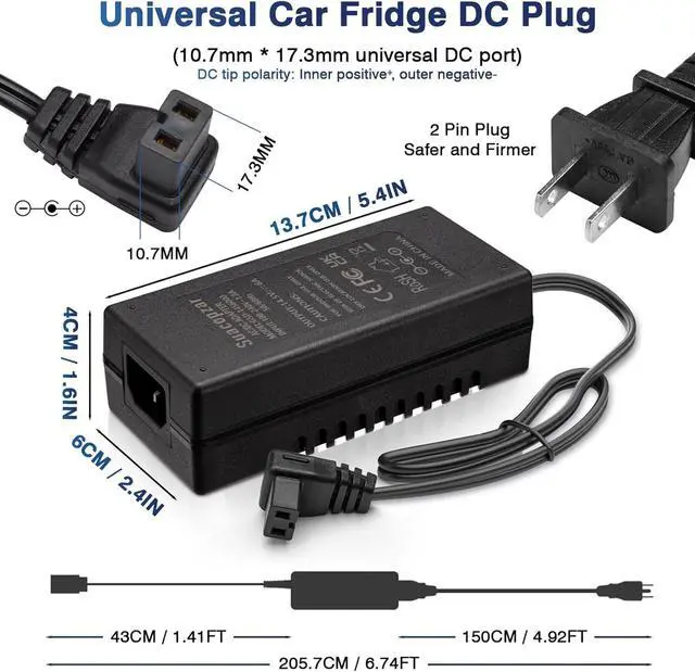 Alt view image 3 of 7 - AC Adapter for 12V Refrigerator Freezer Fridge DC14.5V AC 100-240V with 5.6ft AC Power Cord Power Cable for Car Refrigerator 60W 80W 87W AC to DC Converter Power Supply for 12 Volt Fridge