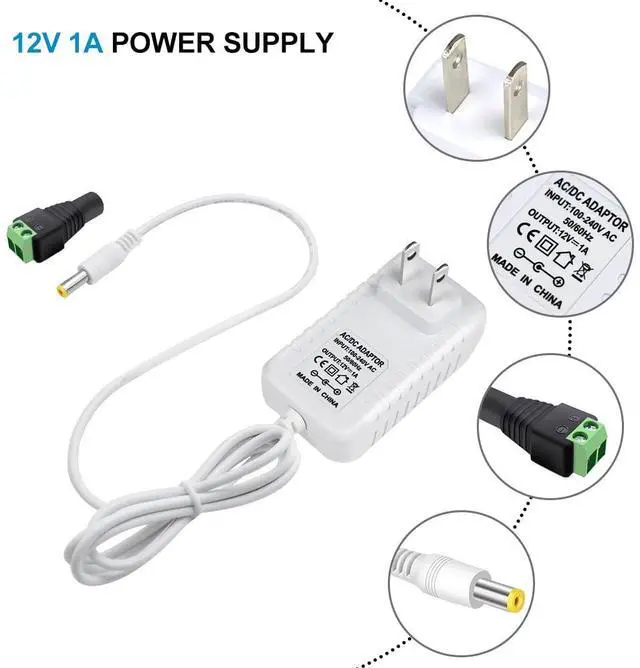 Alt view image 5 of 7 - 12V Power Supply 12 Volt 1A 12W DC Power Supply White LED Power Adapter AC 110V to 12V Wall Mounted Transformer Plug for LED Strip Lights with 5.5/2.1 DC Female Connector 3 Pack