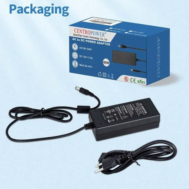 Alt view image 7 of 7 - 12V 5A Power Supply Adapter AC 100-240V to DC 12V Transformer for CCTV Security Surveillance Cameras Router LED Strip Light with Female Plug Connector Terminal UL-Listed by