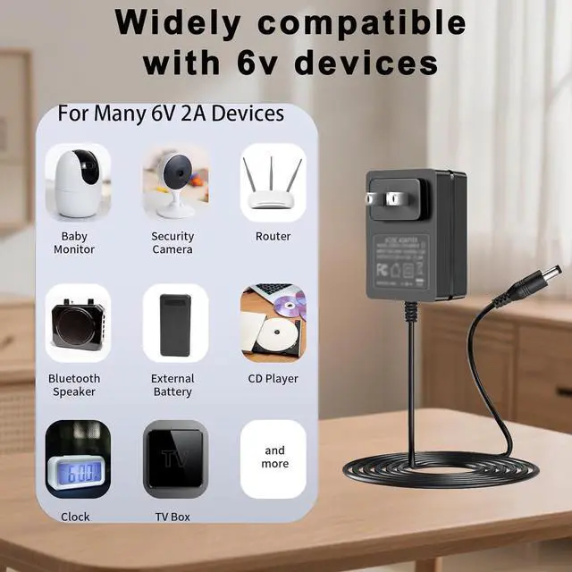 Alt view image 3 of 7 - 6V DC Power Adapter Charger 6V Power Supply Universal AC Adapter Power Cord with 8 Interchangeable DC Plug for 100mA 300mA 400mA 500mA 600mA 700mA 800mA 900mA 1000mA 1500mA 2000mA Equipment (DC6V-2A)