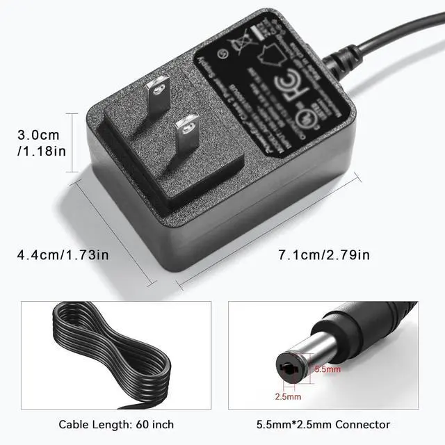 Alt view image 7 of 7 - 6V DC Power Adapter Charger 6V Power Supply Universal AC Adapter Power Cord with 8 Interchangeable DC Plug for 100mA 300mA 400mA 500mA 600mA 700mA 800mA 900mA 1000mA 1500mA 2000mA Equipment (DC6V-2A)