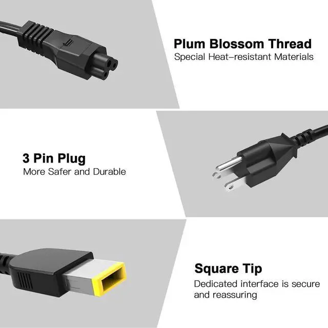 Alt view image 5 of 7 - 135W AC Charger Fit for  Thinkpad P1 Ideapad Gaming 3 Y700 700 S740 L340 Creator 5 7 ideapad 5 Pro Yoga Slim 7 Pro C940 Yoga 9-15IMH5 Legion Y520 ThinkBook 15P Laptop 135W AC Adapter Slim Tip