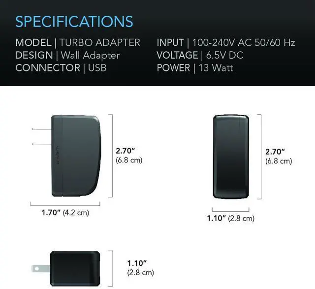 Alt view image 3 of 3 - Turbo Fan Power Adapter for MULTIFAN Series USB Fans