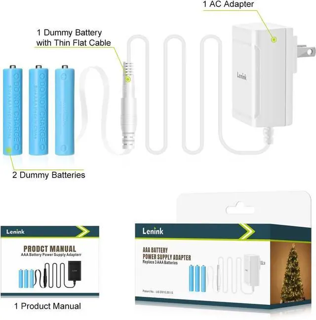 Alt view image 7 of 7 - AC Power Supply Adapter for AAA Battery Replace 3 AAA Battery White