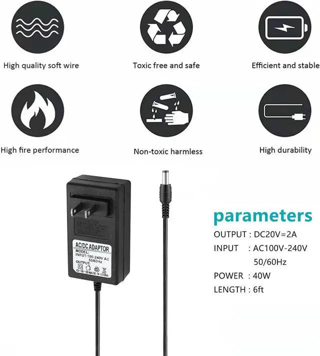 Alt view image 3 of 5 - 20V 2A AC DC Power Supply Adapter 20 Volts 2 Amps US Wall Charger DC Plug 5.5x2.1mm & 2.5mm for 20volt 0.5A 0.8A 1A 2A 500mA 800mA 1000mA 2000mA Equipment with 8 Tips ac dc adapter 100-240v 50/60hz