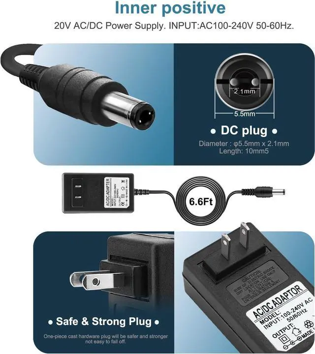 Alt view image 5 of 5 - 20V 2A AC DC Power Supply Adapter 20 Volts 2 Amps US Wall Charger DC Plug 5.5x2.1mm & 2.5mm for 20volt 0.5A 0.8A 1A 2A 500mA 800mA 1000mA 2000mA Equipment with 8 Tips ac dc adapter 100-240v 50/60hz
