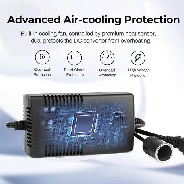 Alt view image 2 of 7 - AC to DC Converter 120W (Max 150W) 120V/110V to 12V/10A Cigarette Lighter Socket AC/DC Adapter 120V/110V to 12V Converter Power Supply for Inflator Car Refrigerator Car Vacuum Cleaner