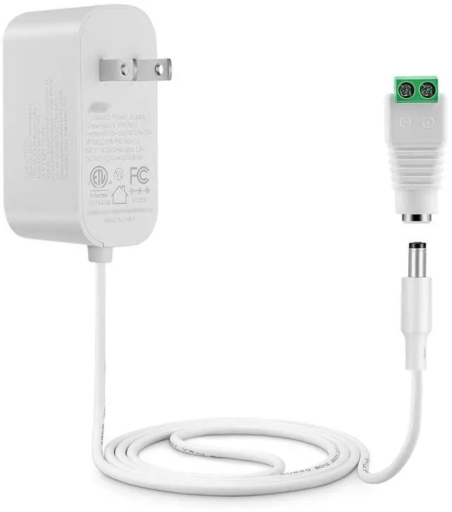 Main image of 36W 12V 3A/3000mA Power Supply Adapter 6ft Cord DC Power Cable to 110-240V AC Adapter UL/CE/FCC Certified 5.5mmx2.1mm DC Plug with LED Terminal Connector for LED Strip Light CCTV Camera(White)
