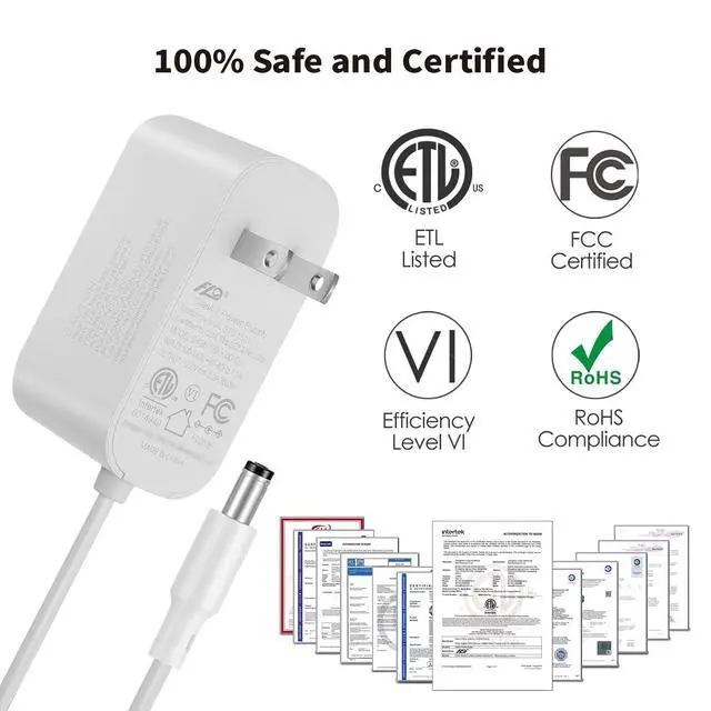 Alt view image 5 of 7 - 36W 12V 3A/3000mA Power Supply Adapter 6ft Cord DC Power Cable to 110-240V AC Adapter UL/CE/FCC Certified 5.5mmx2.1mm DC Plug with LED Terminal Connector for LED Strip Light CCTV Camera(White)