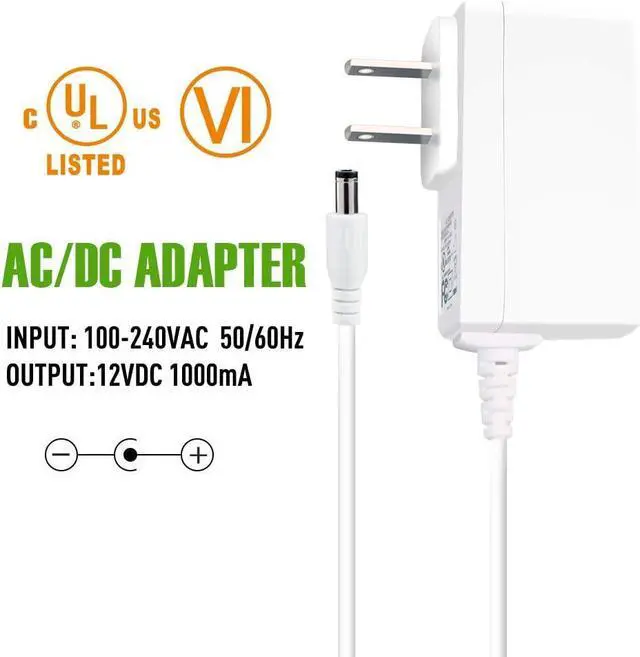 Alt view image 2 of 5 - 12V 1A AC Adapter Charger Regulated 12 Volt 1000mA Power Supply Cord for for ED Strip Light CCTV Camera BT Speaker GPS Webcam Router DC12V Transformer UL Listed 2-Pack White