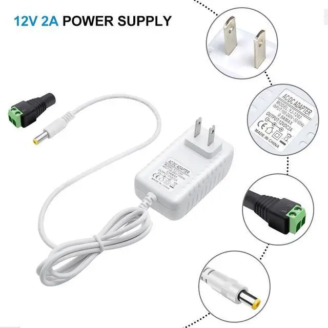 Alt view image 5 of 7 - 12V Power Supply 12 Volt 1A 12W DC Power Supply White LED Power Adapter AC 110V to 12V Wall Mounted Transformer Plug for LED Strip Lights with 5.5/2.1 DC Female Connector