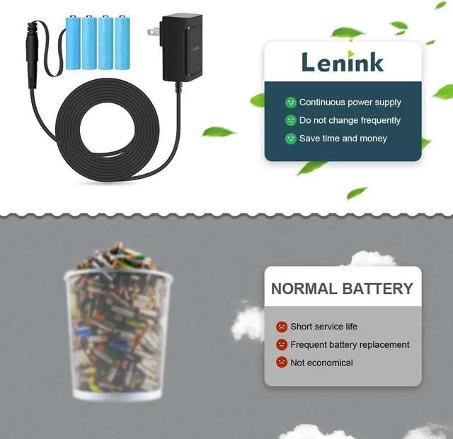 Alt view image 4 of 7 - AC Power Supply Adapter for 4 AA Batteries AA Battery Replacement Adapter for LED Light LED Decorations (Black)