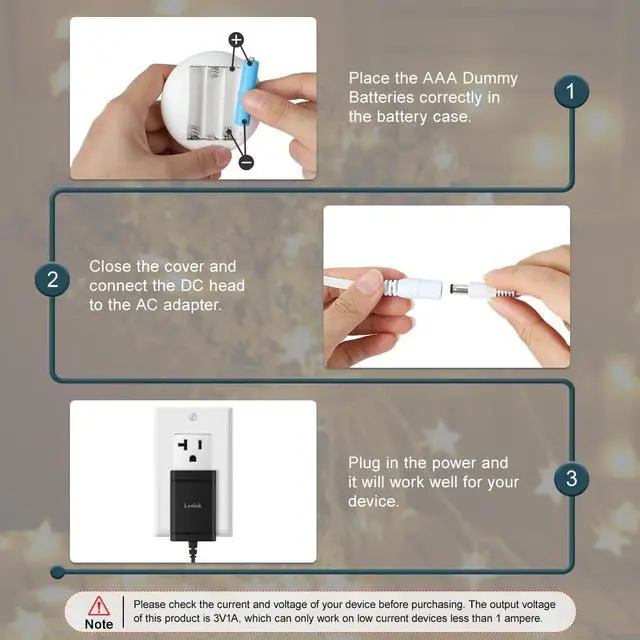 Alt view image 4 of 7 - AC Power Supply Adapter for AAA Battery Replace 2 AAA Battery Black