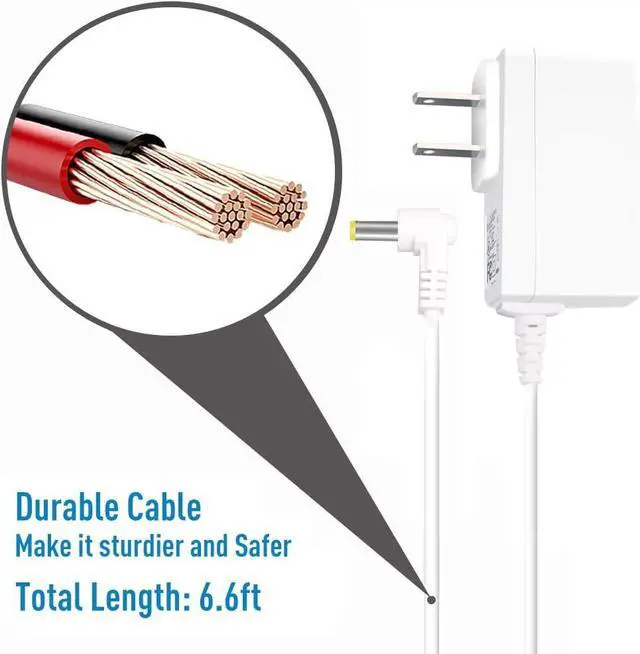 Alt view image 5 of 6 - Power Cord for VTech Baby Monitor Charger: 6V USA UL Listed Adapter fits DM221 DM221-2 DM223 DM251 (Parent & Baby Units) DM111 DM112 DM222 DM271 (Parent Unit ONLY) Safe & Sound Audio Monitor 6.7ft