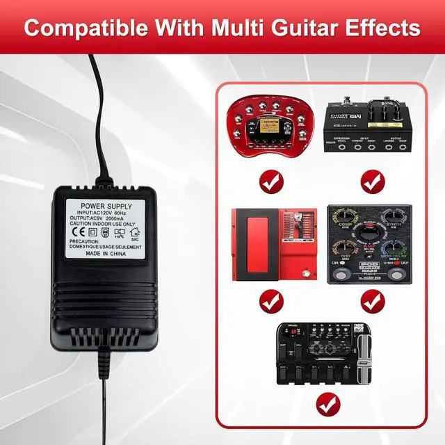 Alt view image 2 of 7 - 9V 2A AC Power Adapter for Line 6 Floor Pod Plus Line 6 Bass Pod Bass POD XT Live JM4 Looper for Line 6 POD Digitech RP GNX Multi Guitar EffectsAC Power Adapter Replacement Parts