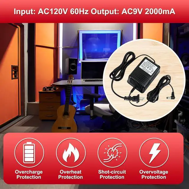 Alt view image 6 of 7 - 9V 2A AC Power Adapter for Line 6 Floor Pod Plus Line 6 Bass Pod Bass POD XT Live JM4 Looper for Line 6 POD Digitech RP GNX Multi Guitar EffectsAC Power Adapter Replacement Parts