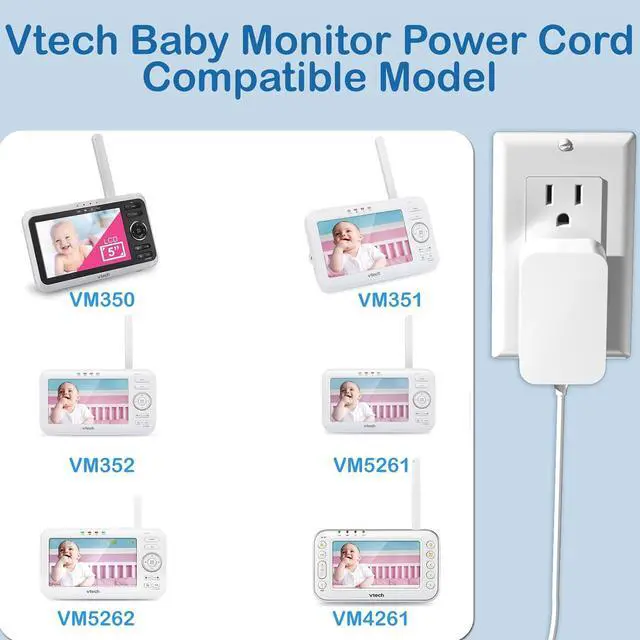 Alt view image 2 of 5 - 5V Baby Monitor Power Cord for Vtech VM350 VM351 VM352 VM4261 VM5261 VM5262 VM5253 Charger Cord Parent Unit VM5253 Video Camera Owls VM314 VM315 Accessory Camera Charger AC Power Adapter