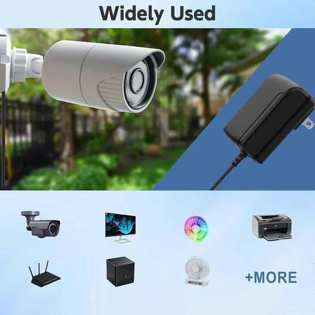 Alt view image 3 of 7 - 12V 1A [12 Volts 1 Amps 12 Watts] Adapter Power Supply 100V~240V AC to DC Plug 5.5 x 2.1mm for 12volt 800mA 900mA 1000mA Equipment Extra Long 6ft Cord