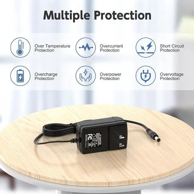 Alt view image 6 of 7 - 12V 1A [12 Volts 1 Amps 12 Watts] Adapter Power Supply 100V~240V AC to DC Plug 5.5 x 2.1mm for 12volt 800mA 900mA 1000mA Equipment Extra Long 6ft Cord