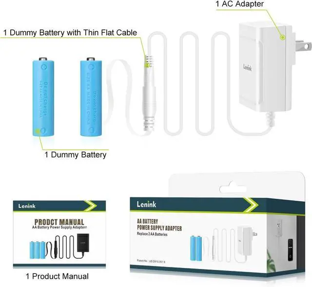 Alt view image 7 of 7 - AC Power Supply Adapter for AA Battery Replace 2 AA Battery for Led Lights Decorations (White 1.8m/5.9ft)