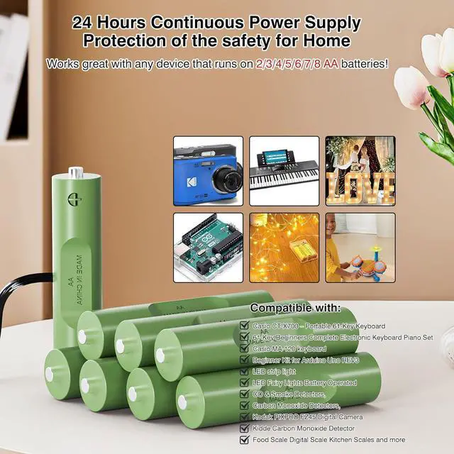Alt view image 6 of 7 - Adjustable AC Continuous Power Supply Adapter AA Dummy Battery kit (Replace up to 8 AA Battery) for Doorbells/thermostats/LED Light/Decorations