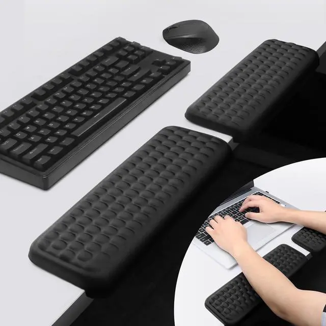 Main image of L-Shaped Desk Elbow Rest 2-Pack Memory Foam Forearm & Wrist Support Pad with Non-Slip Base for Table or Desk Edge Ergonomic Pain Relief for Office Typing and Gaming (Black)