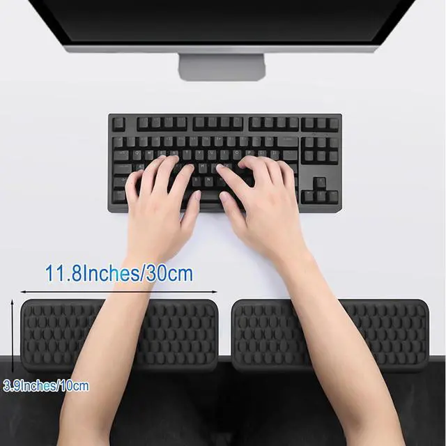 Alt view image 2 of 7 - L-Shaped Desk Elbow Rest 2-Pack Memory Foam Forearm & Wrist Support Pad with Non-Slip Base for Table or Desk Edge Ergonomic Pain Relief for Office Typing and Gaming (Black)