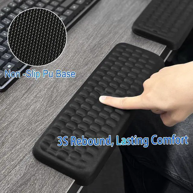 Alt view image 3 of 7 - L-Shaped Desk Elbow Rest 2-Pack Memory Foam Forearm & Wrist Support Pad with Non-Slip Base for Table or Desk Edge Ergonomic Pain Relief for Office Typing and Gaming (Black)