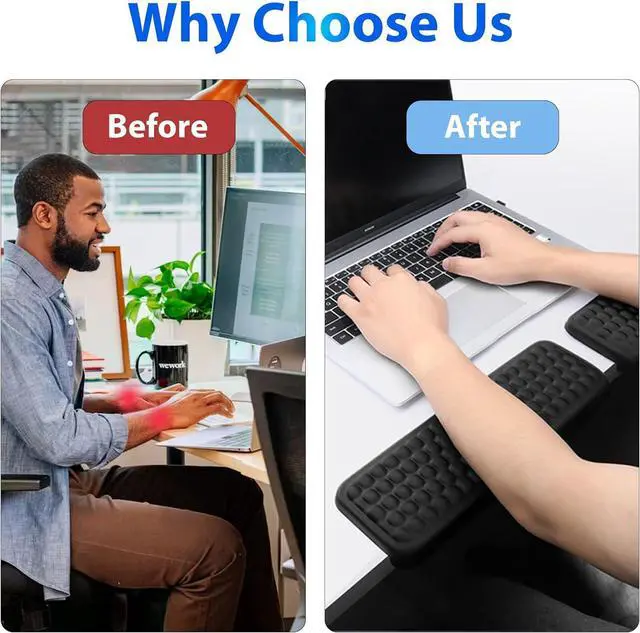 Alt view image 5 of 7 - L-Shaped Desk Elbow Rest 2-Pack Memory Foam Forearm & Wrist Support Pad with Non-Slip Base for Table or Desk Edge Ergonomic Pain Relief for Office Typing and Gaming (Black)