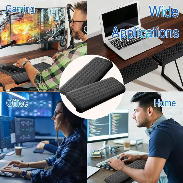 Alt view image 6 of 7 - L-Shaped Desk Elbow Rest 2-Pack Memory Foam Forearm & Wrist Support Pad with Non-Slip Base for Table or Desk Edge Ergonomic Pain Relief for Office Typing and Gaming (Black)