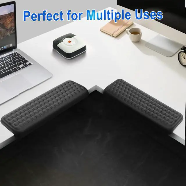 Alt view image 7 of 7 - L-Shaped Desk Elbow Rest 2-Pack Memory Foam Forearm & Wrist Support Pad with Non-Slip Base for Table or Desk Edge Ergonomic Pain Relief for Office Typing and Gaming (Black)