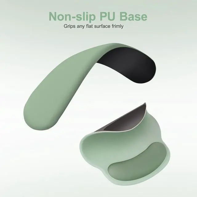 Alt view image 5 of 7 - Wrist Rest Support for Mouse Pad&Keyboard Set Circle Curved Ergonomic Mousepad&Coaster Non-Slip Base Home/Office Pain Relief&Easy Typing Pad with Soft Cloth&Silicone Lining Antique Green