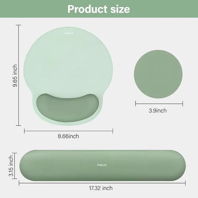 Alt view image 7 of 7 - Wrist Rest Support for Mouse Pad&Keyboard Set Circle Curved Ergonomic Mousepad&Coaster Non-Slip Base Home/Office Pain Relief&Easy Typing Pad with Soft Cloth&Silicone Lining Antique Green