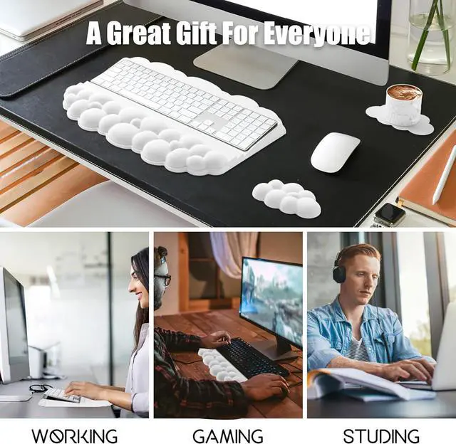 Alt view image 7 of 7 - Ergonomic Wrist Rest for Keyboard and Mouse Soft Memory Foam Cloud Keyboard Stand Pad with Wrist Rest Set with Non-Slip Silicone Base Easy Typing Pain Relief Comfort for Office Work Gaming