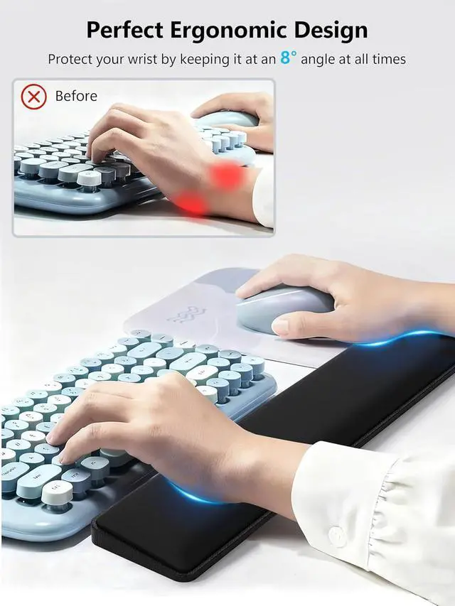 Alt view image 2 of 7 - Keyboard Wrist Rest Cooling Gel & Upgrade Soft Memory Foam Design Wrist Support for Keyboard Full-Size Keyboard Hand Rest Pad Ergonomic Palm Rest for for Long Hours of Work Gaming Black