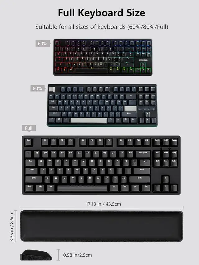 Alt view image 5 of 7 - Keyboard Wrist Rest Cooling Gel & Upgrade Soft Memory Foam Design Wrist Support for Keyboard Full-Size Keyboard Hand Rest Pad Ergonomic Palm Rest for for Long Hours of Work Gaming Black