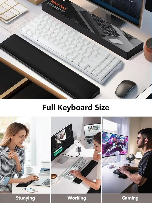 Alt view image 6 of 7 - Keyboard Wrist Rest Cooling Gel & Upgrade Soft Memory Foam Design Wrist Support for Keyboard Full-Size Keyboard Hand Rest Pad Ergonomic Palm Rest for for Long Hours of Work Gaming Black