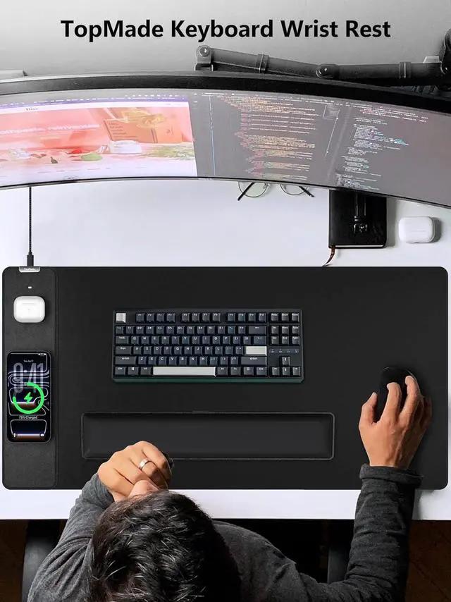 Alt view image 7 of 7 - Keyboard Wrist Rest Cooling Gel & Upgrade Soft Memory Foam Design Wrist Support for Keyboard Full-Size Keyboard Hand Rest Pad Ergonomic Palm Rest for for Long Hours of Work Gaming Black