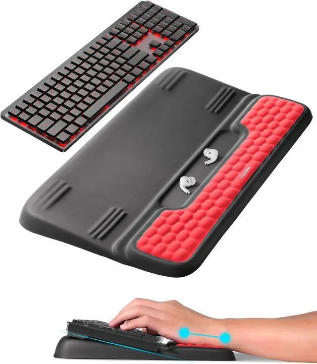Main image of Keyboard Stand with Wrist Rest Gaming Wrist Support Pad Ergonomic Hand Rest Arm Soft Memory Foam for Palm Typing Comfort Keyboard Riser Holder Lifter Computer Desk Accessory Office Home-Red