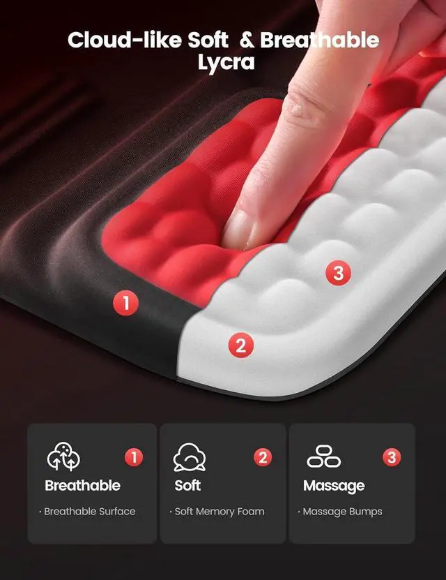 Alt view image 6 of 7 - Keyboard Stand with Wrist Rest Gaming Wrist Support Pad Ergonomic Hand Rest Arm Soft Memory Foam for Palm Typing Comfort Keyboard Riser Holder Lifter Computer Desk Accessory Office Home-Red