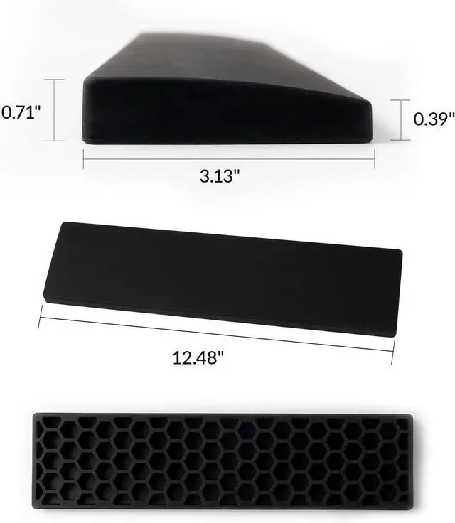 Alt view image 3 of 7 - 12.48 Silicone Wrist Rest for 75% Compact Mechanical Keyboards Ergonomic Palm Support with Full Honeycomb Non-Slip Base Compatible with K2/K2 Pro/K2 Max/K2 HE/K6/K6 Pro/K6 HE