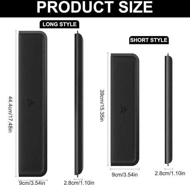 Alt view image 3 of 6 - Computer Keyboard Wrist Rest Pad Ergonomic Soft Memory Foam Wrist Support w/Anti-Slip Rubber Base Black (Ice Silk Cloth 17.48 in*3.54 in*1.1 in)