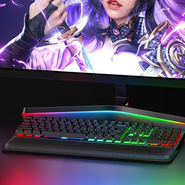 Alt view image 5 of 6 - Computer Keyboard Wrist Rest Pad Ergonomic Soft Memory Foam Wrist Support w/Anti-Slip Rubber Base Black (Ice Silk Cloth 17.48 in*3.54 in*1.1 in)