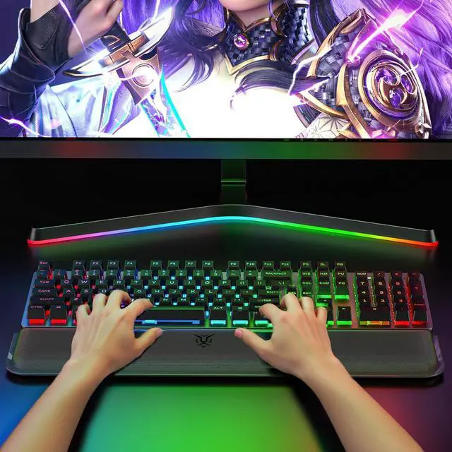 Alt view image 6 of 6 - Computer Keyboard Wrist Rest Pad Ergonomic Soft Memory Foam Wrist Support w/Anti-Slip Rubber Base Black (Ice Silk Cloth 17.48 in*3.54 in*1.1 in)