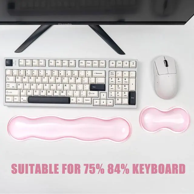 Alt view image 4 of 5 - Clear Gel Keyboard Wrist Rest Pink Silicone Keyboard Wrist Rest Cute Ergonomic Wrist Rest for Keyboard 60%/75% (Pink-Long)