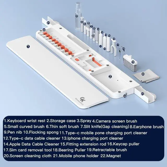 Alt view image 6 of 7 - 14.17 Keyboard Wrist Rest Pad with Cleaning Tool Kit ABS & Leather Hand Wrist Rest for 85% Mechanical Keyboard Non-Slip Palm Pad for Comfortable Typing and Playing (White-85%)
