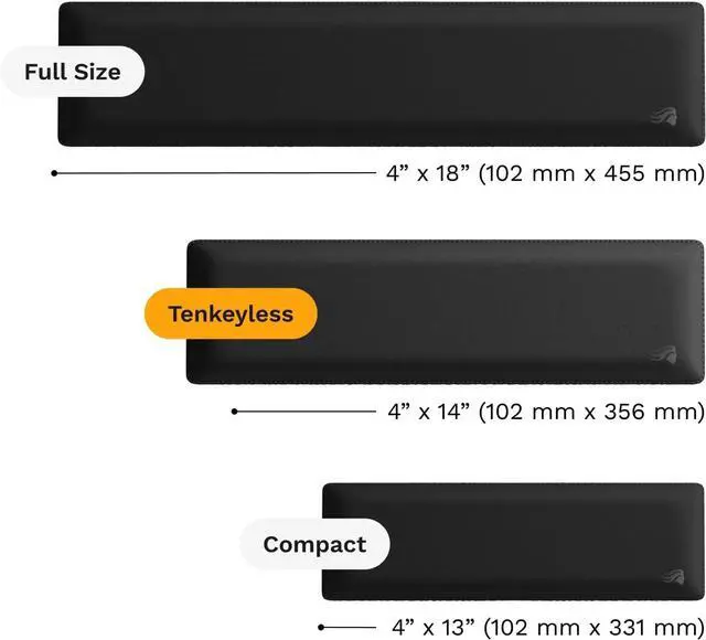 Alt view image 4 of 4 - Gaming Padded Keyboard Wrist Rest (TKL 25mm Thick) - Anti-Fray Stitched Edges Smooth Cloth Surface Anti-Slip Rubber Base Medium Firmness 360 x 100 x 25mm - Black